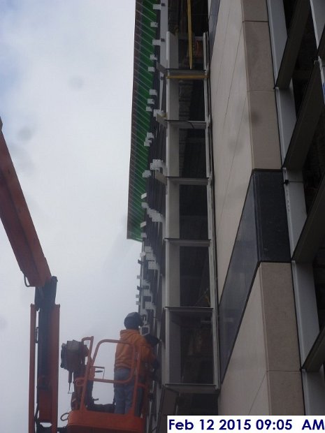 Installing the curtain wall returns atColumn Line E  -1 South Elevation